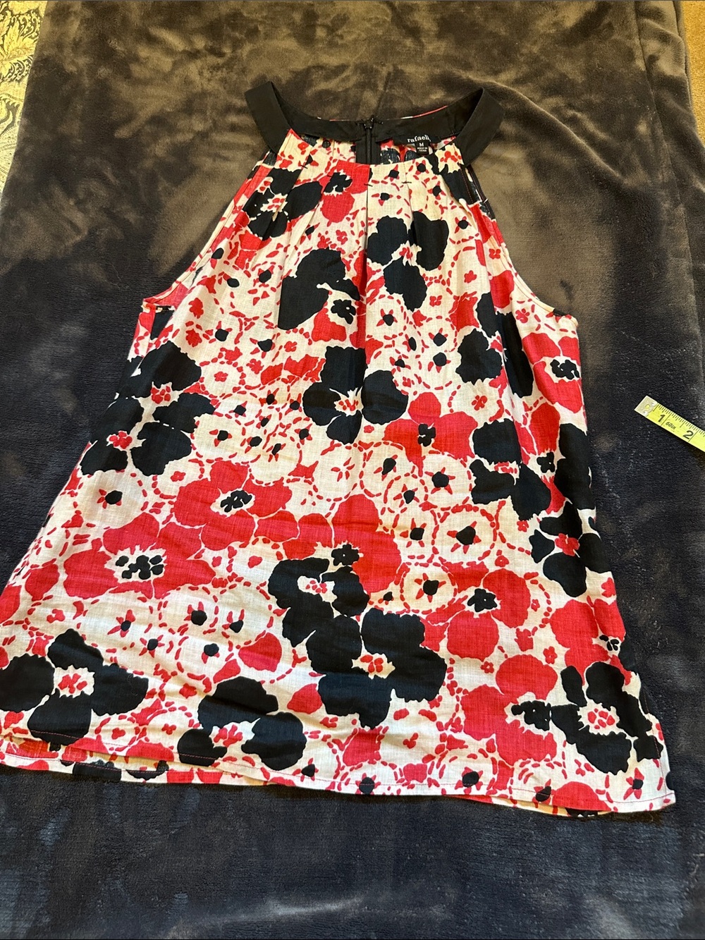 Rafaella Red, Black & White Floral Halter Top